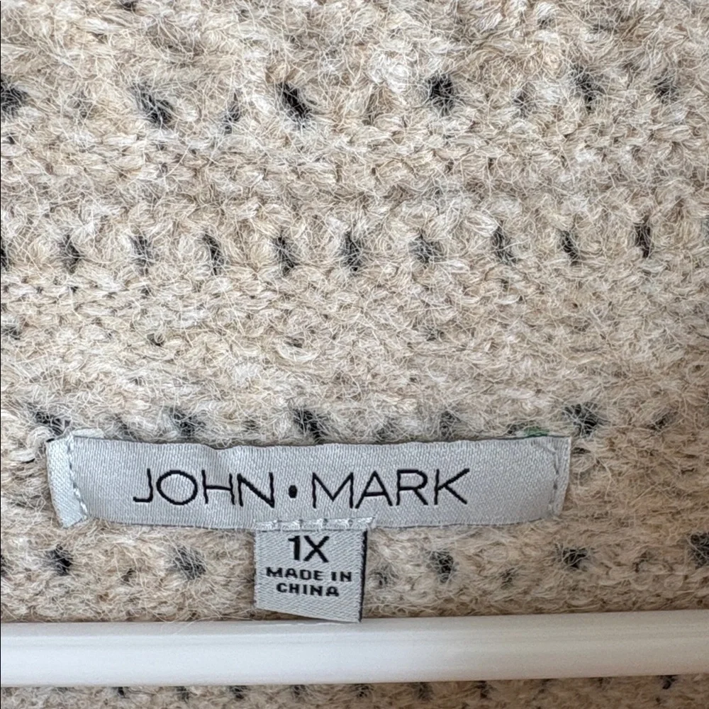 NWT John Mark Wool Blend Embroidered 3/4 Sleeve Mock Neck Sweater 1X Retail $110 - Picture 6 of 13